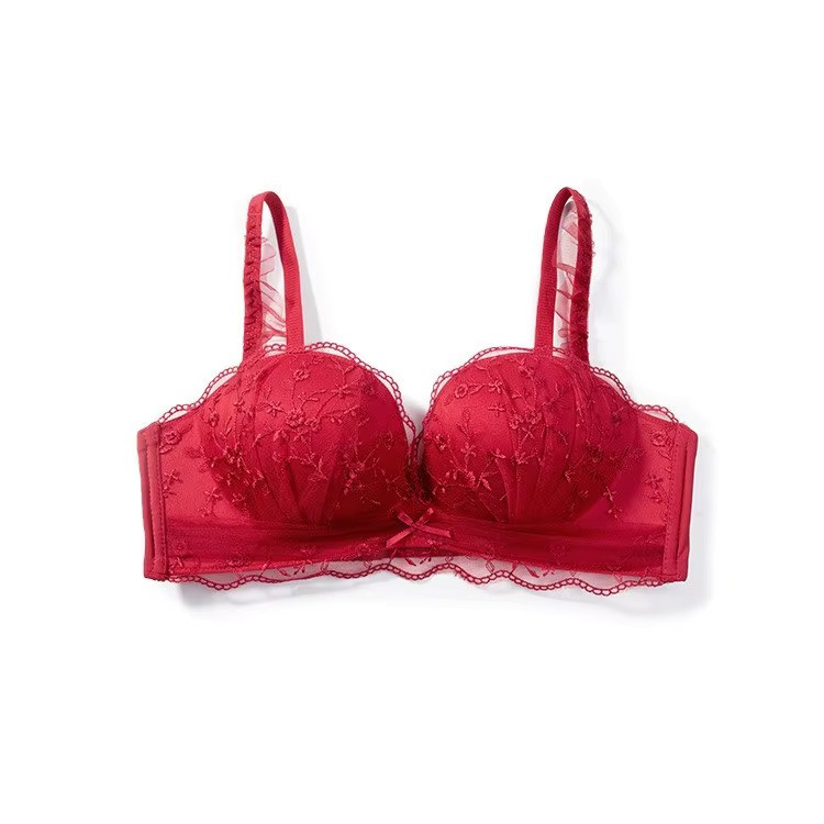 Floral Embroidery Seamless Push up Bra
