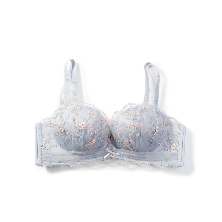 Floral Embroidery Seamless Push up Bra