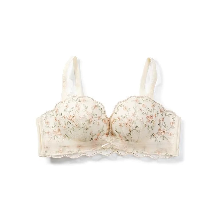 Floral Embroidery Seamless Push up Bra