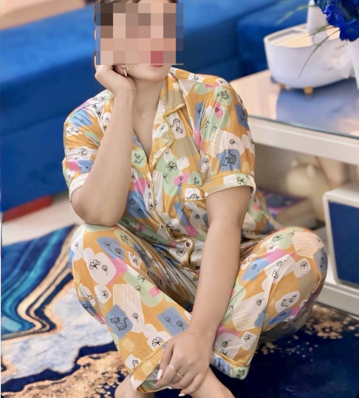 Print Long Pants Nightywear Set-3