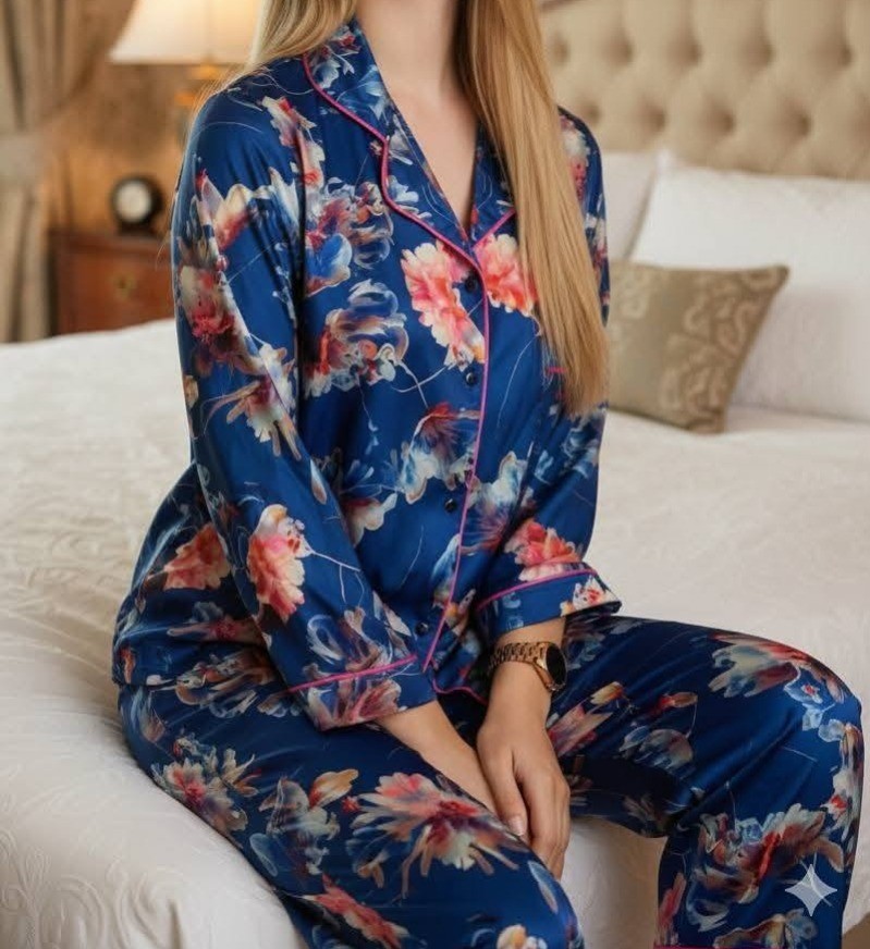 Print Long Pants Nightywear Set-4